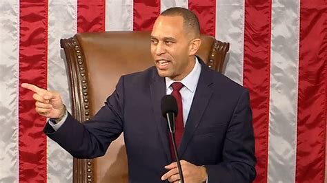 Oct 25, 2023 · House Democratic Minority Leader Hakeem Jeffries spoke to the the full house after GOP Representative Mike Johnson of Louisiana was elected as Speaker of House on Wednesday. In a rant that could have only been dreamed up by someone suffering from leftist ideological fever dreams, Jefferies unloaded a litany of adversities that America has ... 
